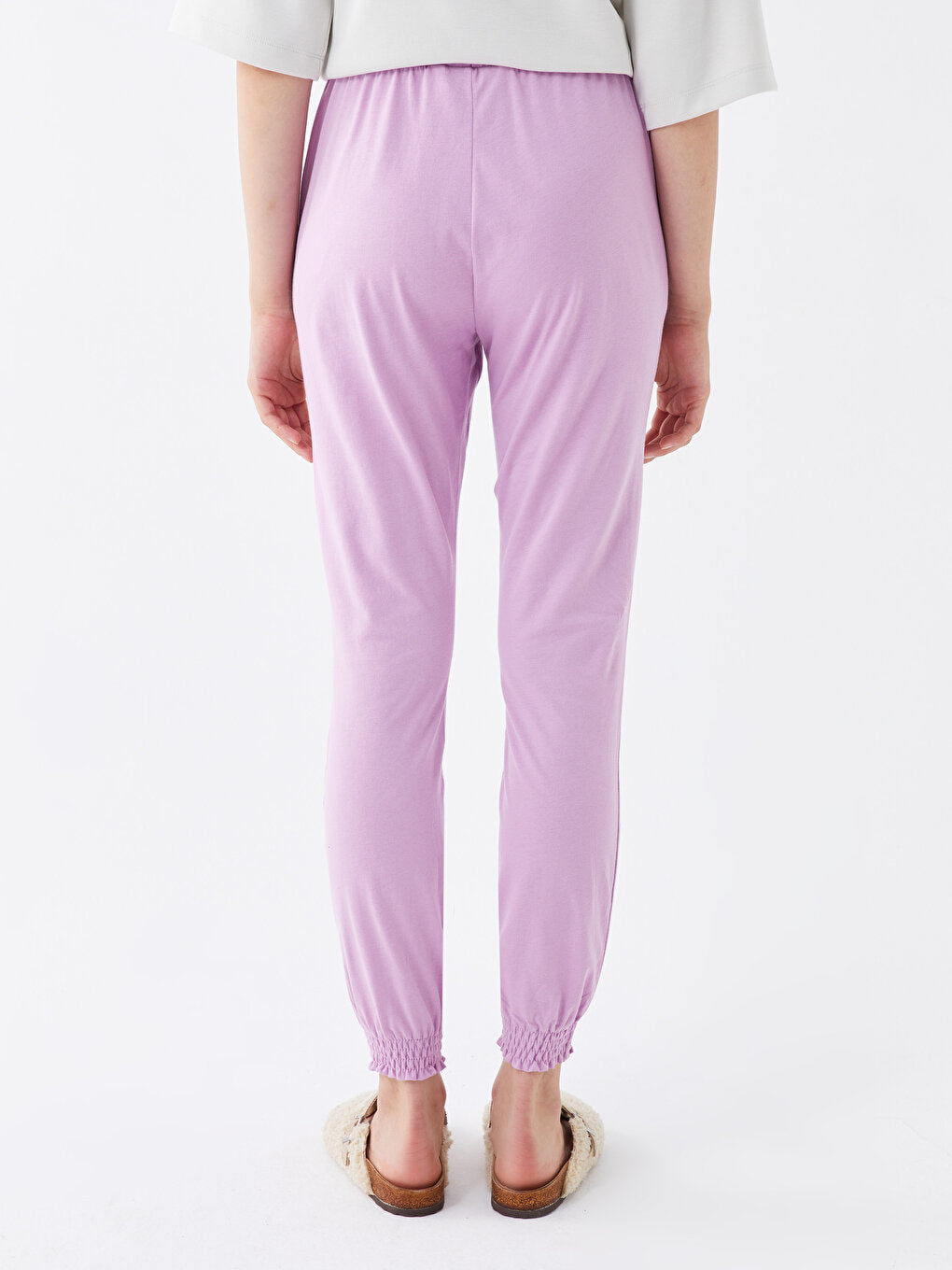 Women's Elastic Waist Plain Jogger Pajama Bottoms