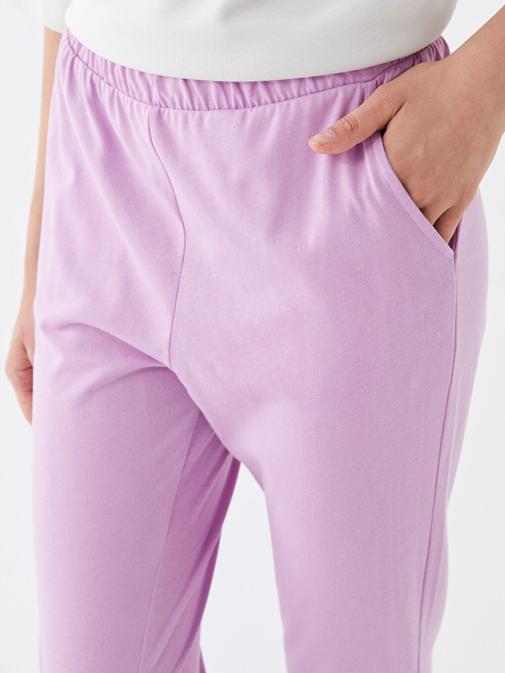 Women's Elastic Waist Plain Jogger Pajama Bottoms