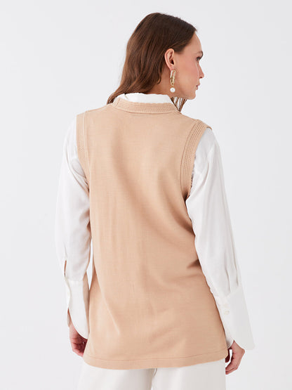 Women's V-Neck Plain Knitwear Vest