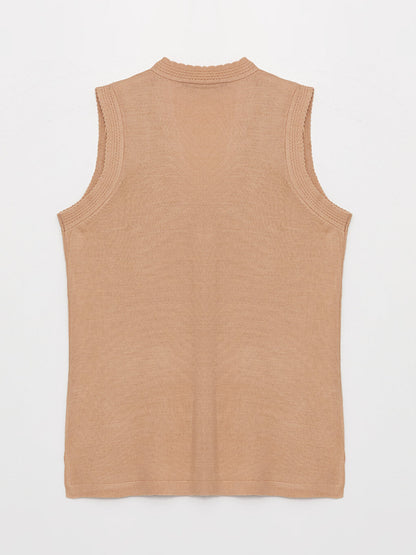 Women's V-Neck Plain Knitwear Vest