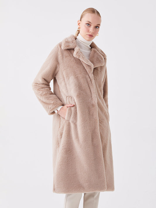 Women's Jacket Collar Plain Fur Coat