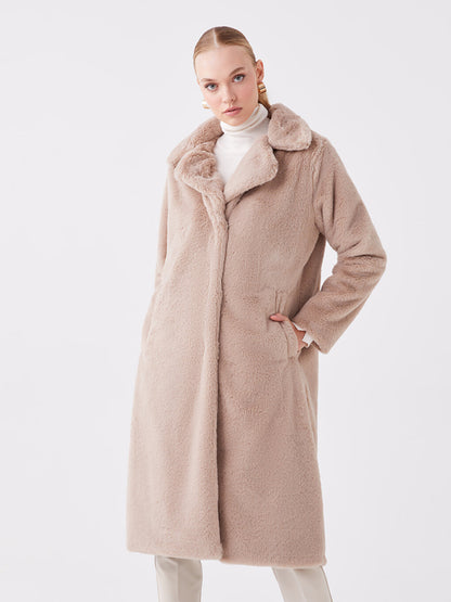 Women's Jacket Collar Plain Fur Coat