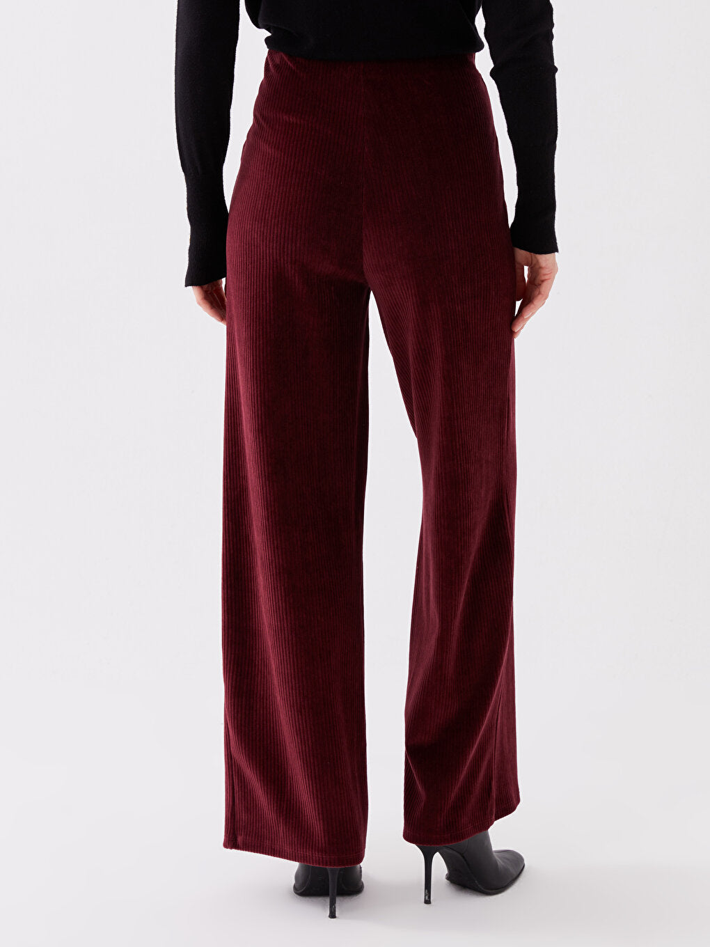 Standard Fit Straight Wide Leg Velvet Women's Trousers