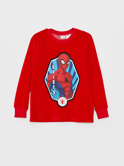 Crew Neck Spiderman Printed Long Sleeve Boys' Pajama Set