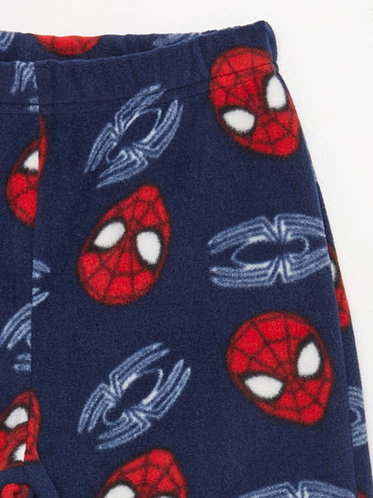 Crew Neck Spiderman Patterned Long Sleeve Fleece Boys' Pajama Set