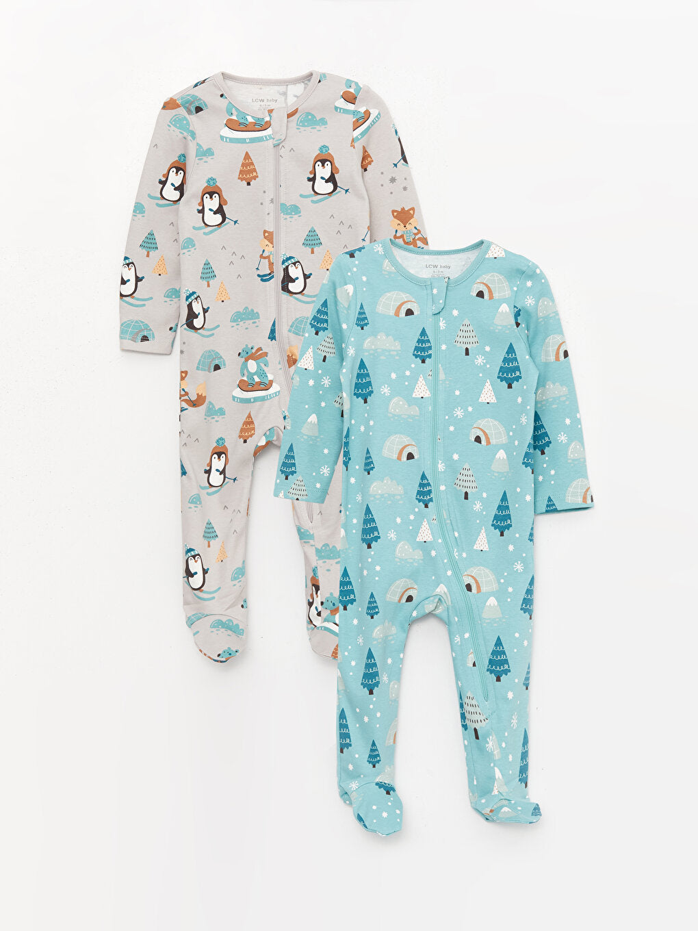 Crew Neck Printed Baby Boy Jumpsuit 2-pack