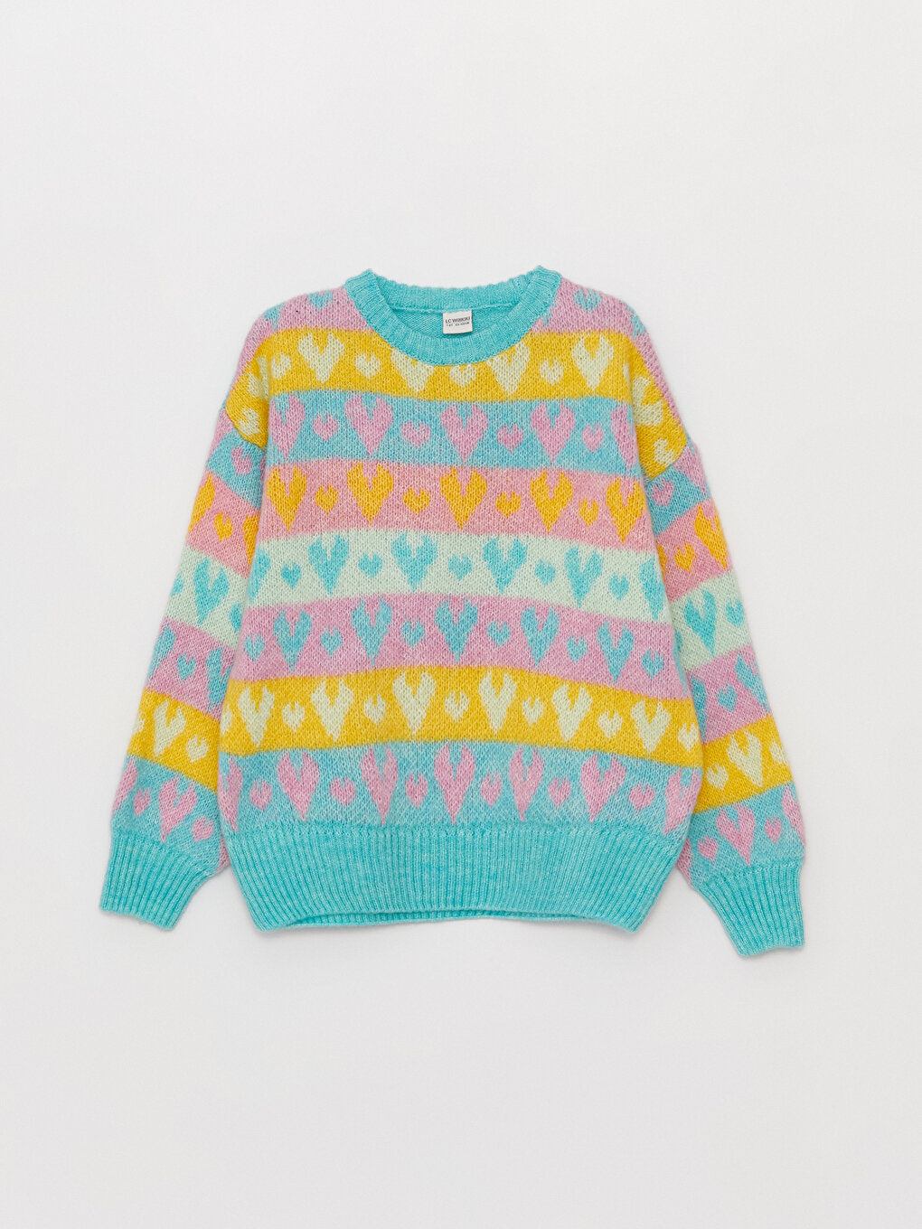 Crew Neck Patterned Long Sleeve Girl's Knitwear Sweater