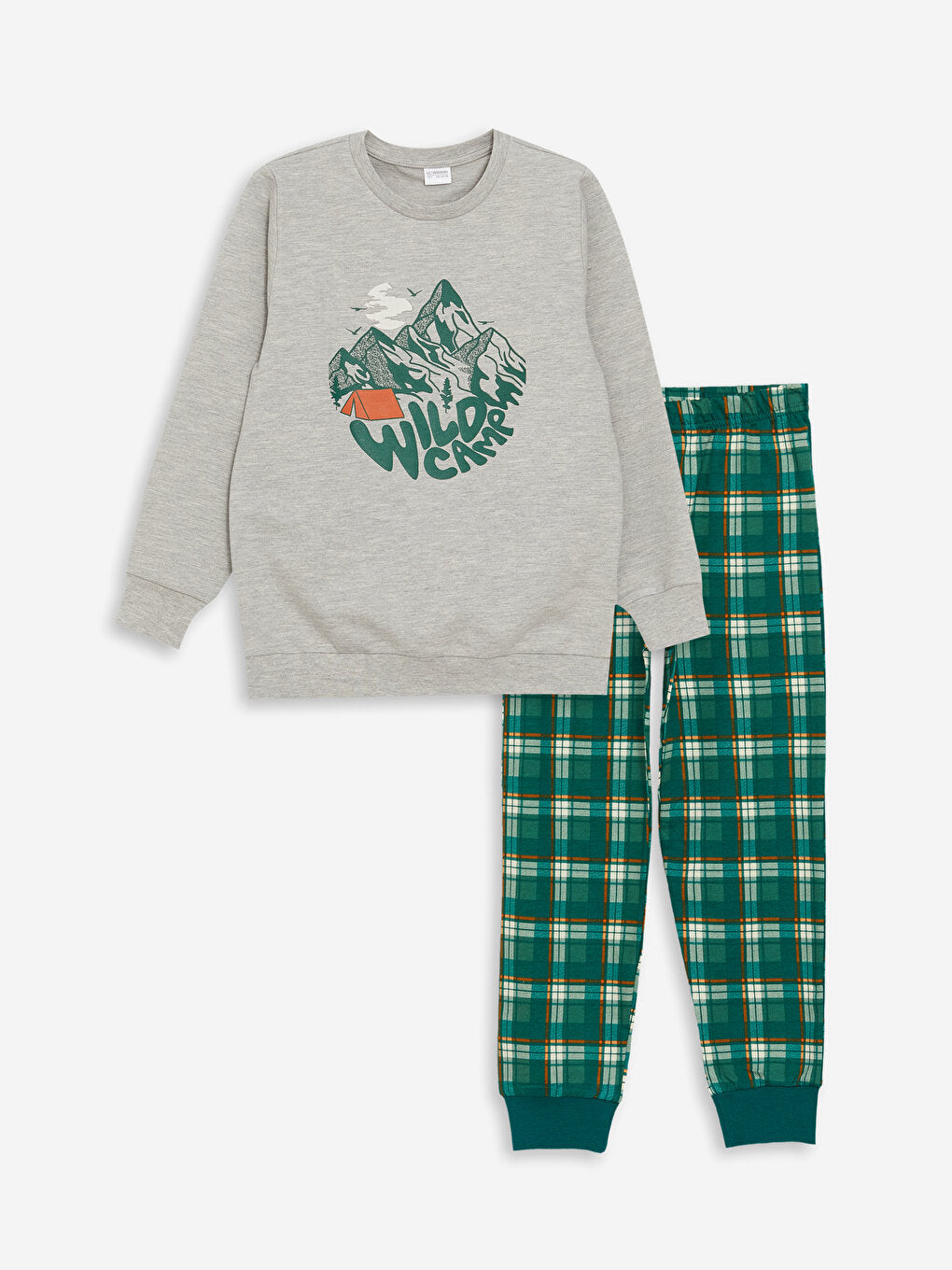 Crew Neck Printed Long Sleeve Boys Pajama Set