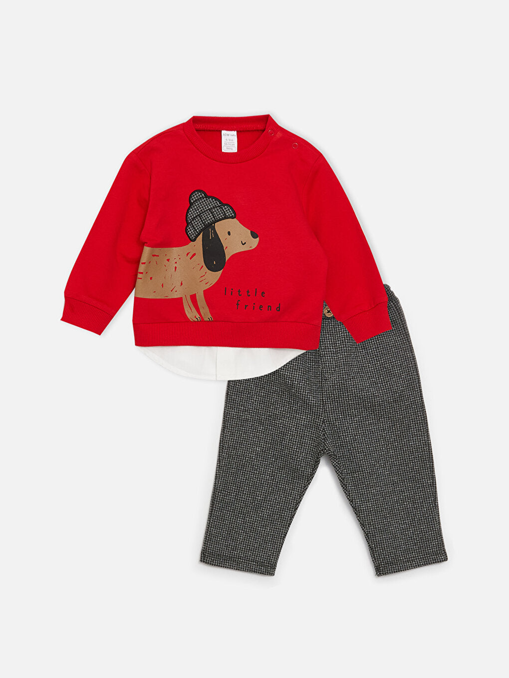 Crew Neck Long Sleeve Printed Baby Boy Sweatshirt and Trousers 2-Piece Set