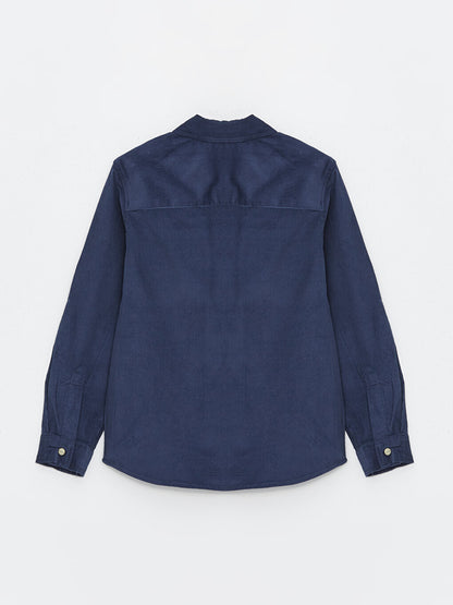 Basic Long Sleeve Velvet Boys Shirt