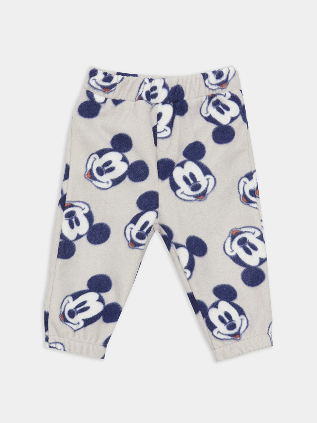 High Collar Mickey Mouse Patterned Fleece Baby Boy Sweatshirt and Sweatpants 2-Piece Set