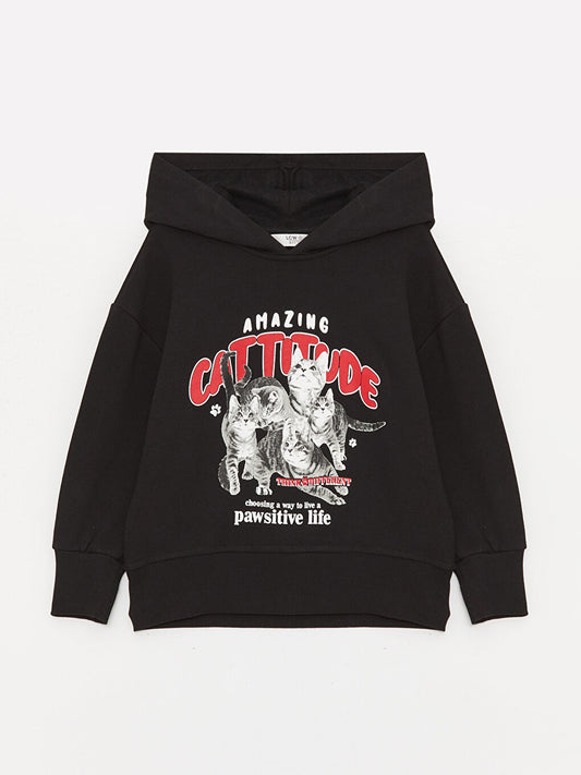 Printed Long Sleeve Girls' Hoodie