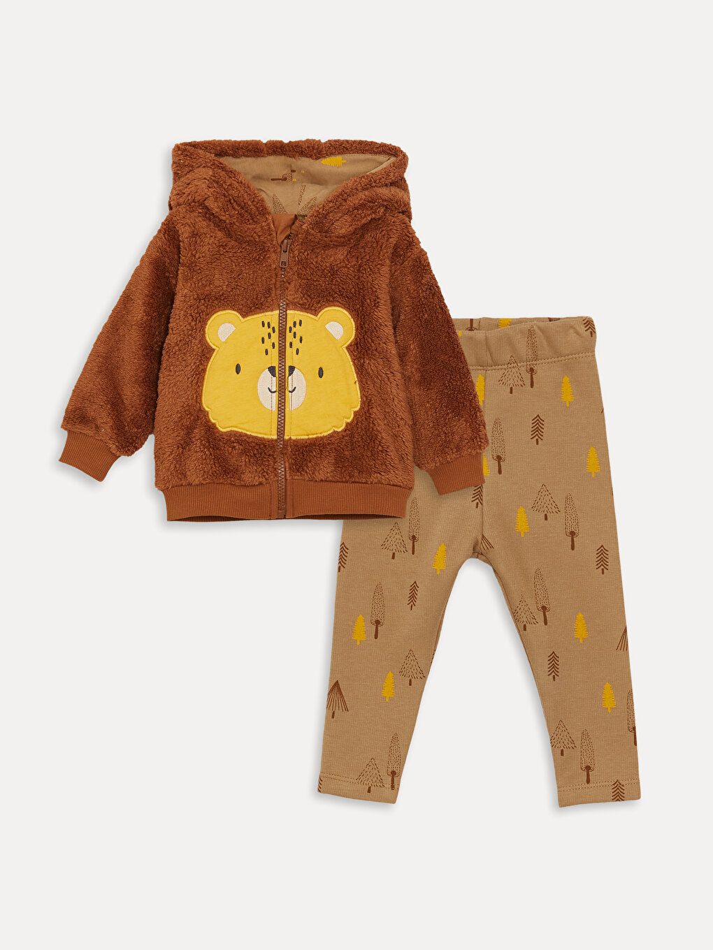 Hooded Long Sleeve Printed Baby Boy 2-Piece Set