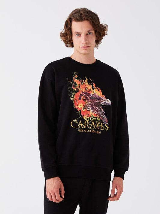 Crew Neck Long Sleeve Game of Thrones Printed Men's Sweatshirt