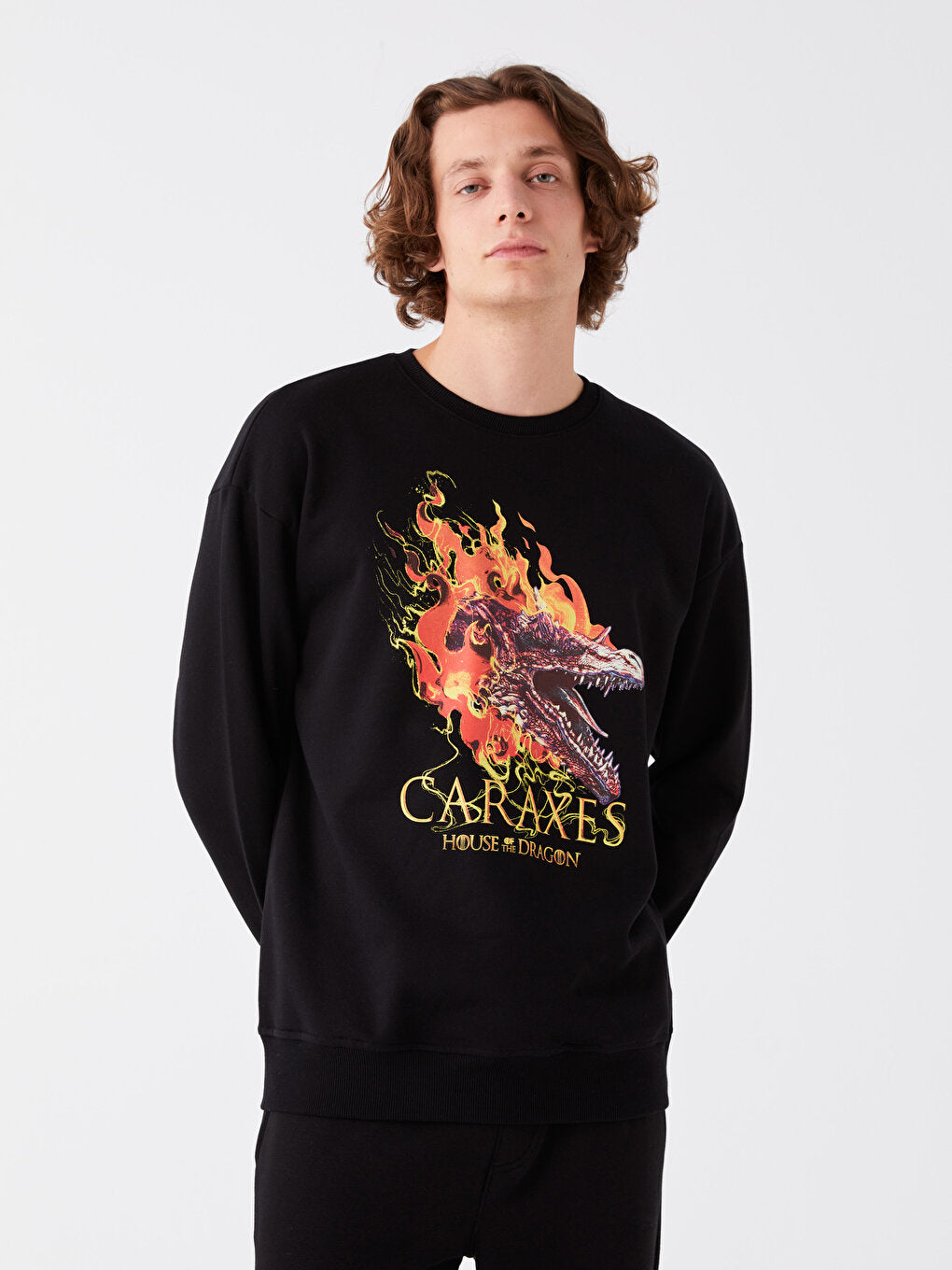 Crew Neck Long Sleeve Game of Thrones Printed Men's Sweatshirt