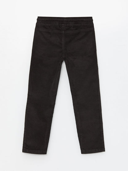 Basic Velvet Boy's Trousers with Elastic Waist