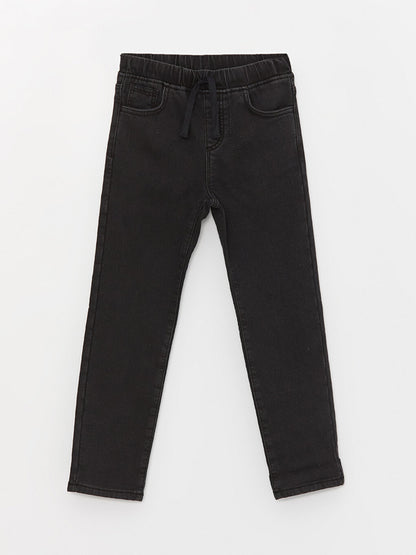 Elastic Waist Regular Fit Fleece Lined Boy's Jean Trousers