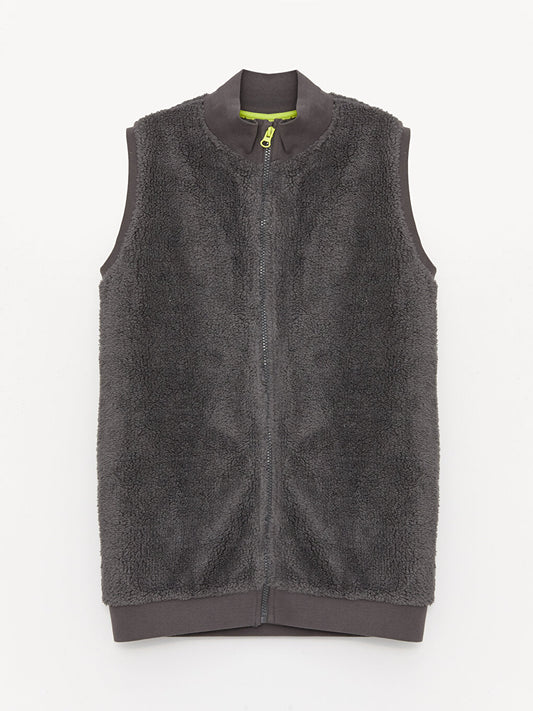 High Collar Fleece Boy's Zippered Vest