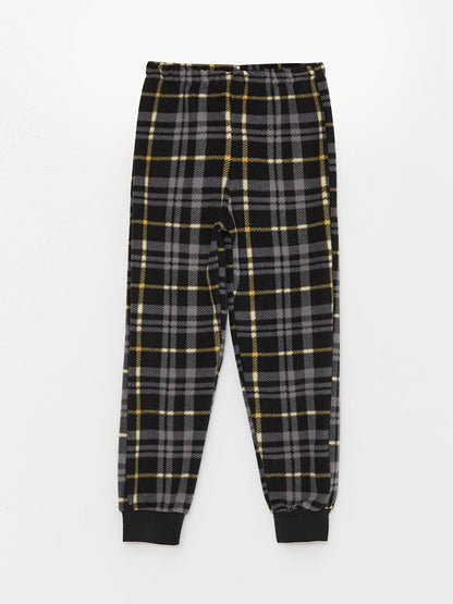 Plaid Fleece Boy's Pajama Bottom with Elastic Waist