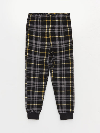 Plaid Fleece Boy's Pajama Bottom with Elastic Waist