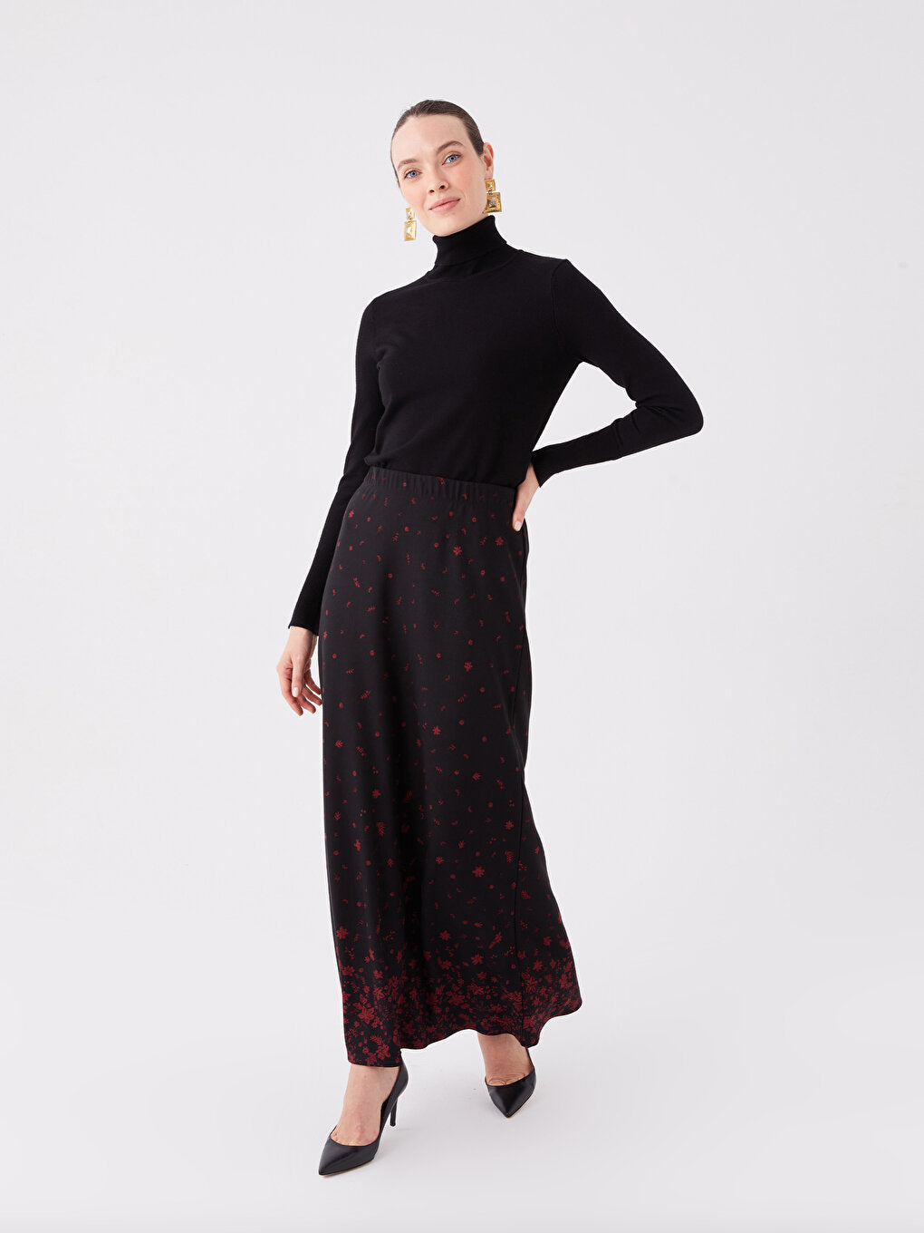 Floral Women's Skirt with Elastic Waist