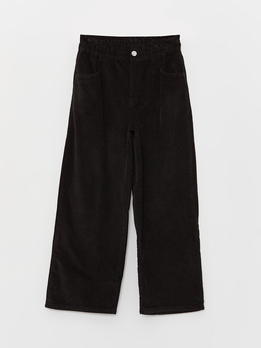 Wideleg Velvet Girls' Trousers with Elastic Waist