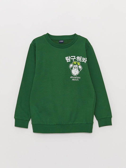 Crew Neck Printed Long Sleeve Boy's Sweatshirt