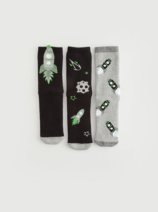 Patterned Boy's Towel Sock Socks 3-pack