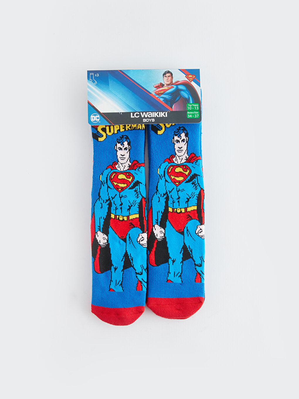 Superman Patterned Boy Socks 3-pack