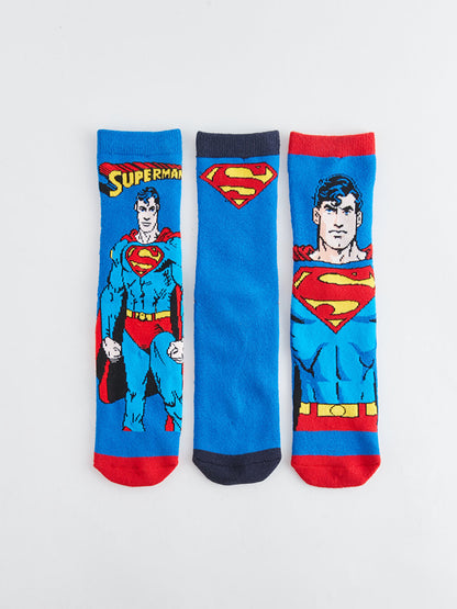 Superman Patterned Boy Socks 3-pack