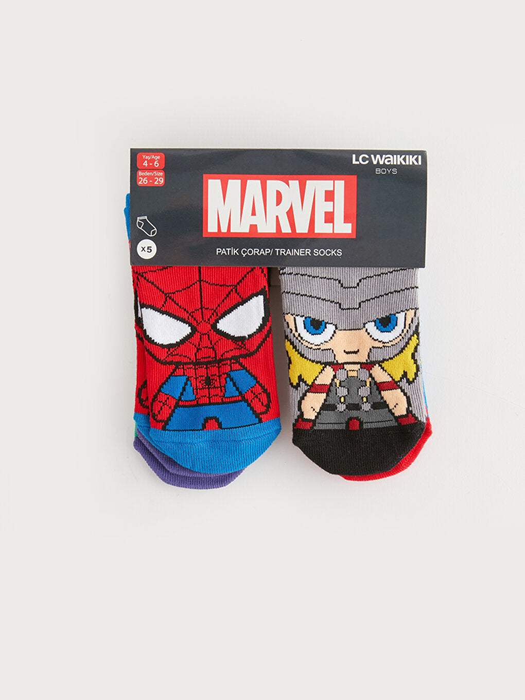 Marvel Patterned Boy Booties Socks 5-pack