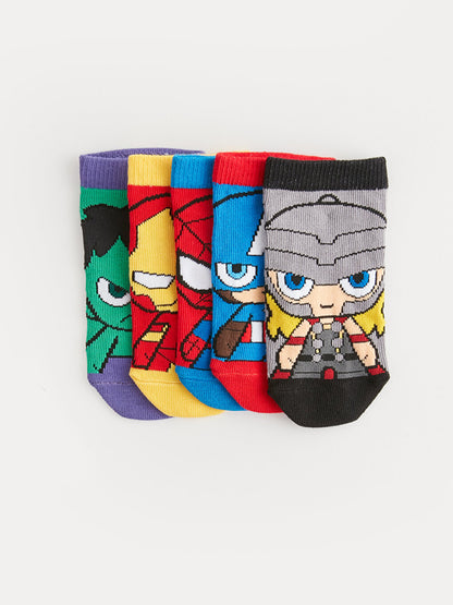 Marvel Patterned Boy Booties Socks 5-pack