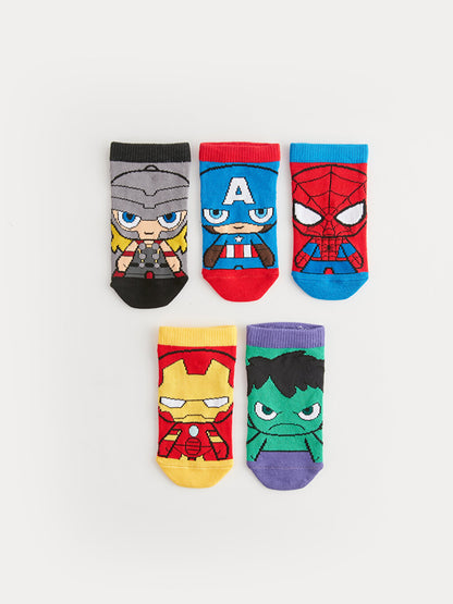 Marvel Patterned Boy Booties Socks 5-pack