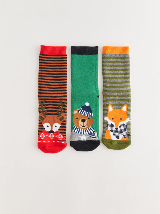 Patterned Boy's Towel Sock Socks 3-pack