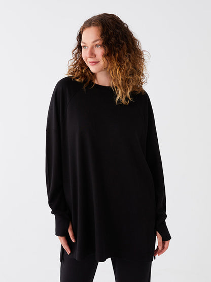 Crew Neck Plain Long Sleeve Oversize Women's Tunic