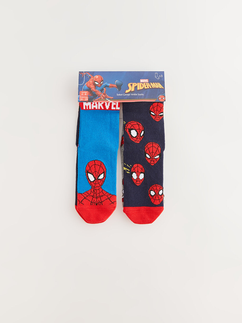 Spiderman Patterned Boy Socks 3-pack