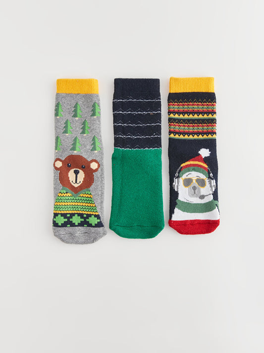 Patterned Boy's Towel Sock Socks 3-pack