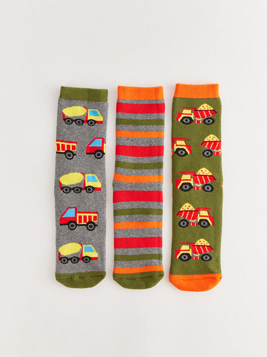 Patterned Boy's Towel Sock Socks 3-pack