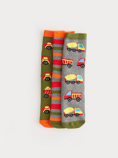 Patterned Boy's Towel Sock Socks 3-pack