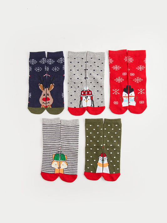 New Year's Themed Boy's Socks, Pack of 5