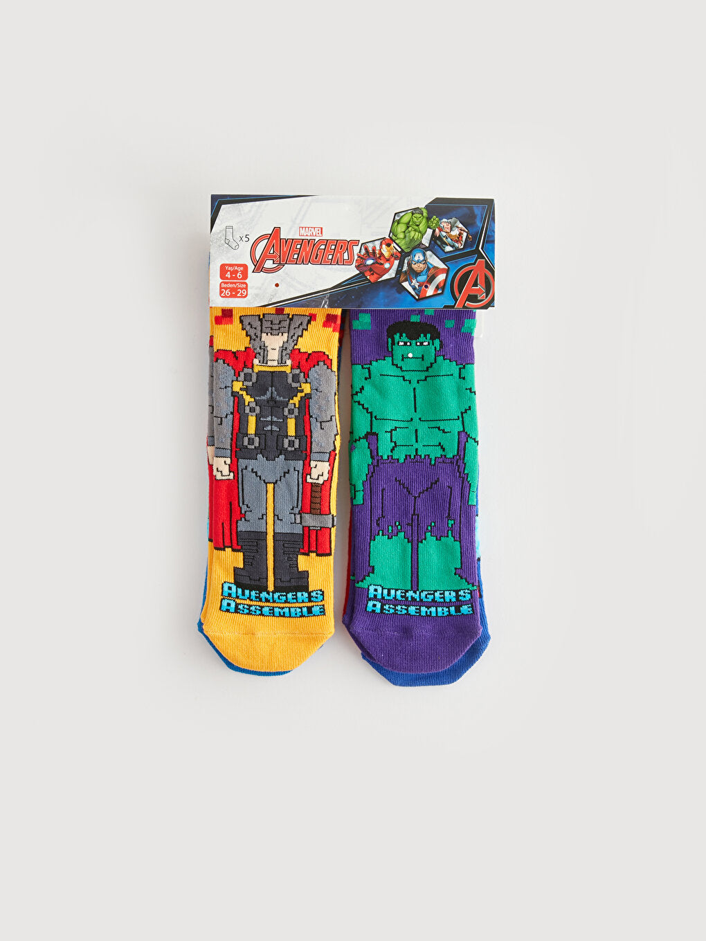 Avengers Patterned Boy Socks Pack of 5