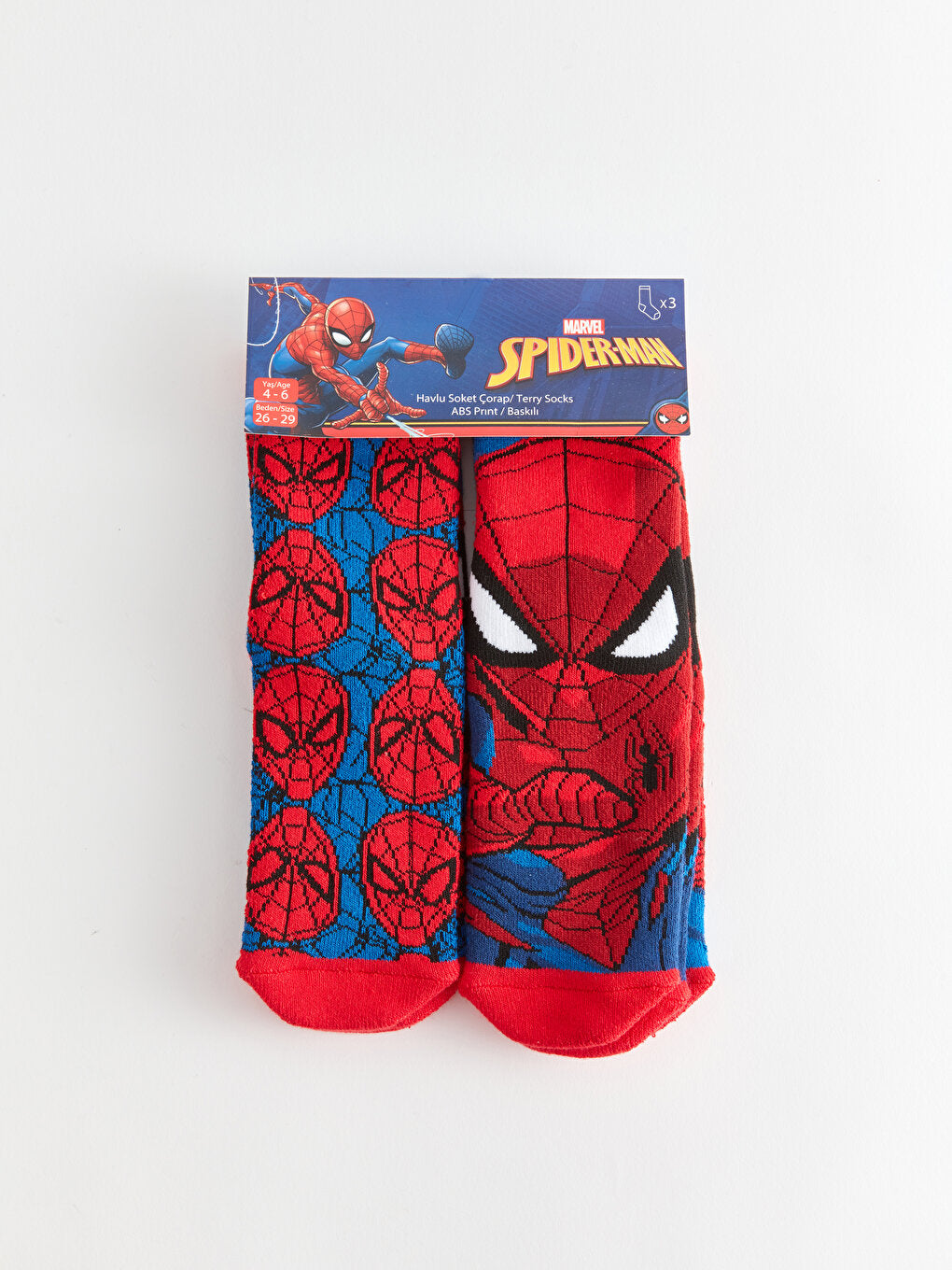 Spiderman Patterned Towel Boy Socks Set of 3