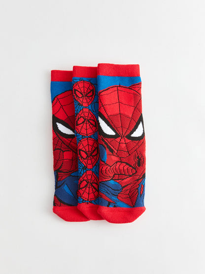 Spiderman Patterned Towel Boy Socks Set of 3