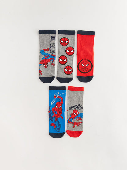 Spiderman Patterned Boy Socks 5-pack