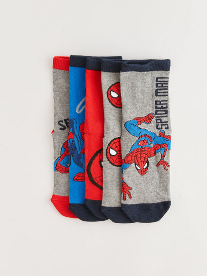 Spiderman Patterned Boy Socks 5-pack