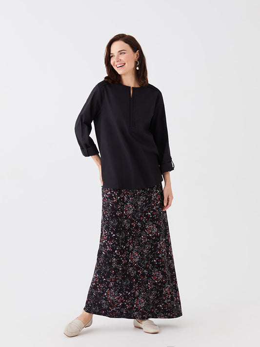 Floral Women's Skirt with Elastic Waist