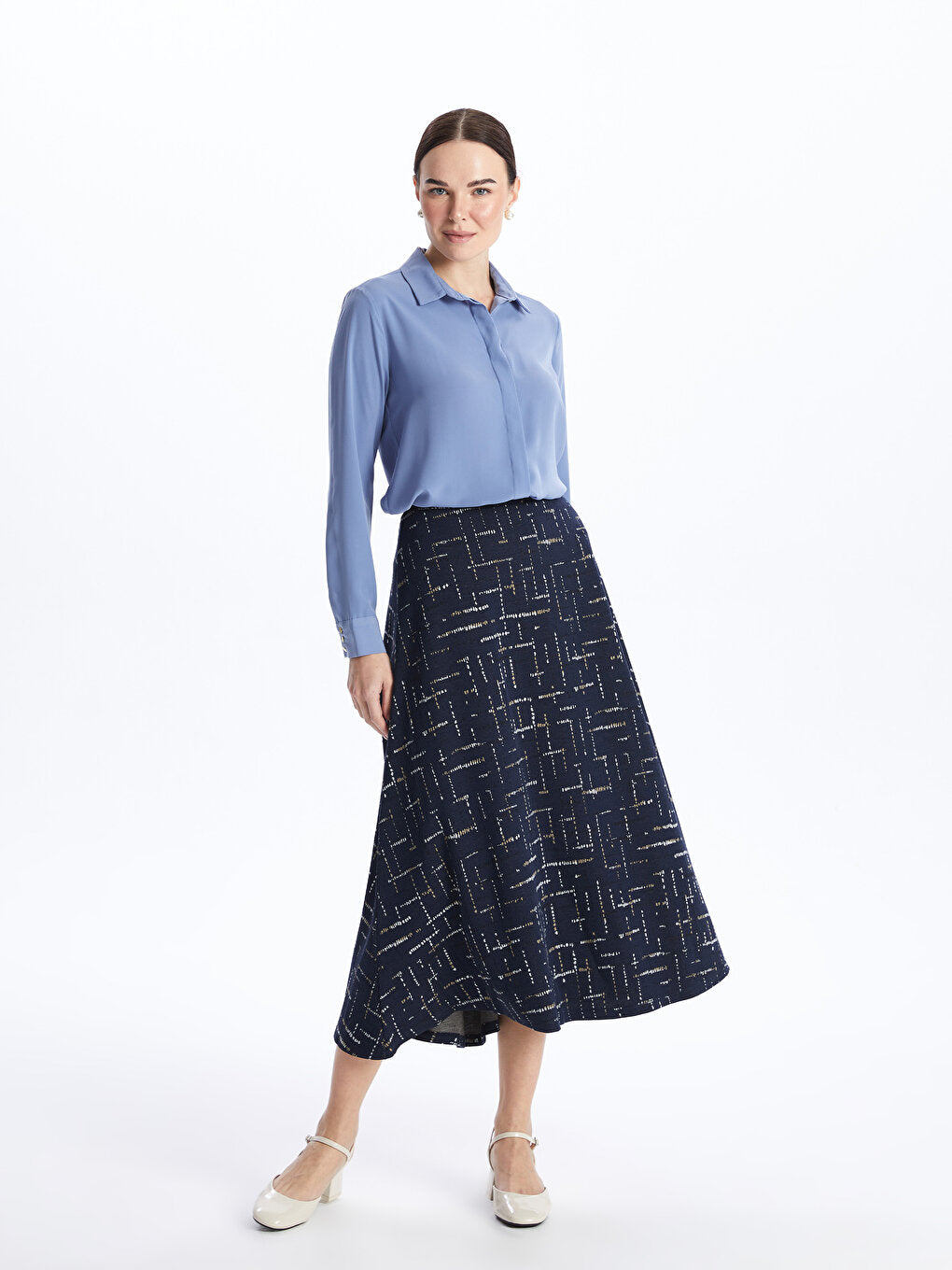 Comfortable Patterned Women's Skirt with Elastic Waist