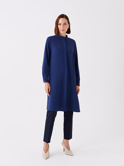 Magnificent Collar Plain Long Sleeve Women's Tunic