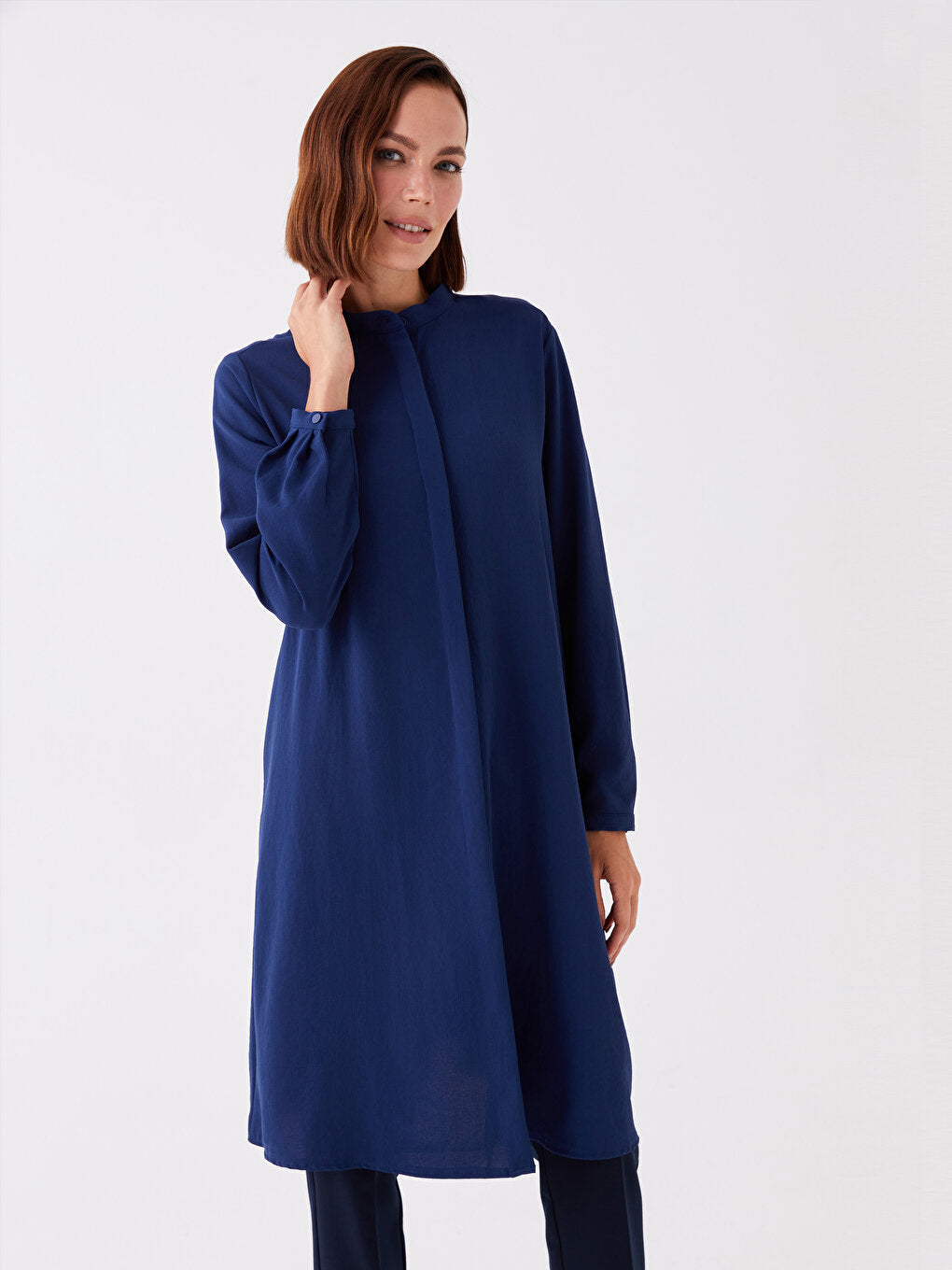 Magnificent Collar Plain Long Sleeve Women's Tunic