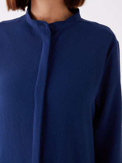 Magnificent Collar Plain Long Sleeve Women's Tunic